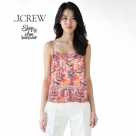 J.crew guava coral floral satin cami/tank top *shop@iamwarrior